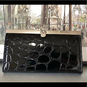 Faux Alligator Leather Wristlet